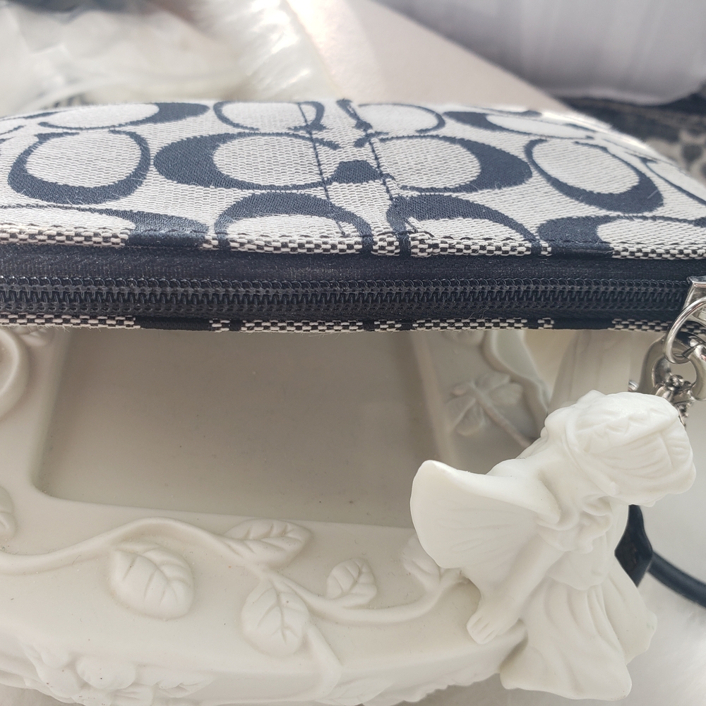 Coach Black and Silver Signature Canvas Wristlet - Picture 4 of 8
